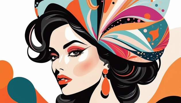 Beauty and Spa Salons: Woman Abstract Art Illustration