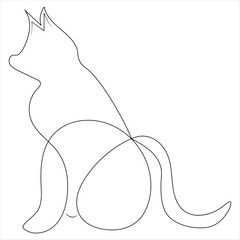 Continuous one line cat pet drawing out line vector illustration design