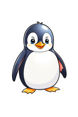 Cute cartoon penguin isolated on transparent background