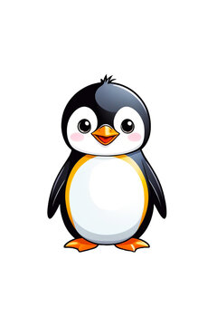 Cute cartoon penguin isolated on transparent background