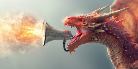 Dragon with megaphone speaker
