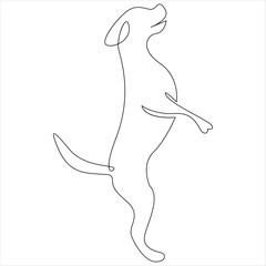 Continuous one line dog drawing out line vector illustration design 