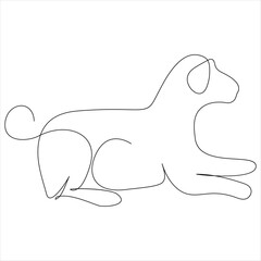 Continuous one line dog drawing out line vector illustration design 