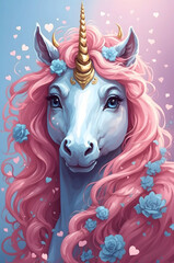 Playful Unicorn Fantasy - Bright Illustrated Portrait