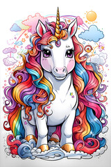 Magical Rainbow Unicorn - Whimsical Illustration