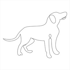 Continuous one line dog drawing out line vector illustration design 