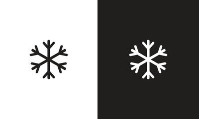 Snowflake Icon on black and white background.