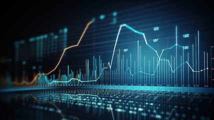 Naklejka premium A Investment finance chart infographic with ,stock market business and exchange financial growth graph., photo, on a blue background.
