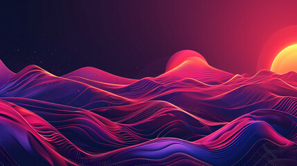 Illustration of a Big Neon Wave Background, Where Glowing Lines and Bold Colors Collide.