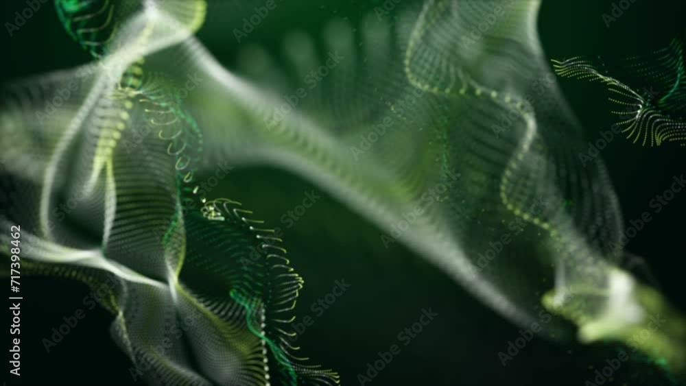 Aufkleber fantastic eco video animation with particle wave object in slow motion, 4096x2304 loop 4k