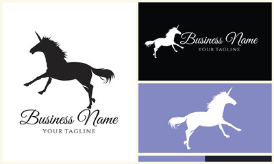 silhouette donkey unicorn logo template