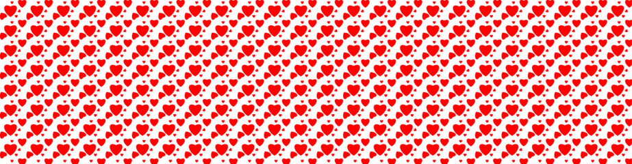 Abstract seamless pattern with red stylized hearts on pink background. Endless background. Minimal design for Valentine's day or wedding. banner, cover, flyer, poster, brochure. Vector illustration