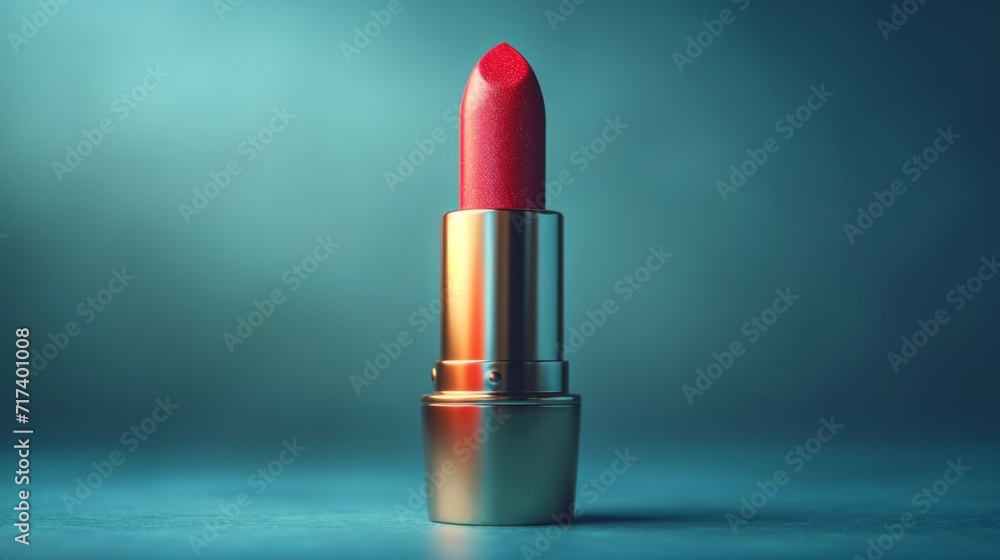 Wall mural mockup lipstick cosmetic on nature background. organic natural ingredients beauty product among gree