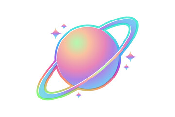 Planet Metal Hologram Sticker Design