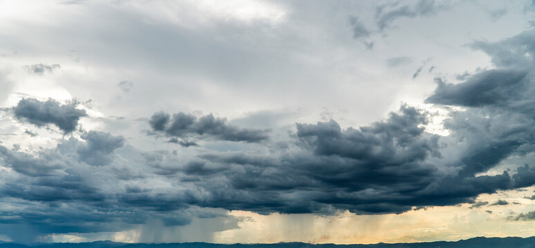 Storm clouds with the rain. Nature Environment Dark huge cloud sky black stormy cloud