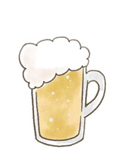 クレヨンで描いたビールのイラスト
