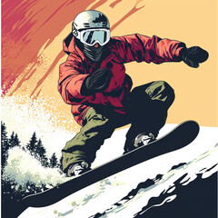 Snowboarder vector art. 