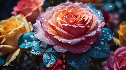 A beautiful rose with water droplets flower