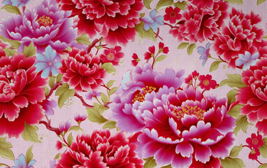 Floral fabric. Chinese flower pattern.