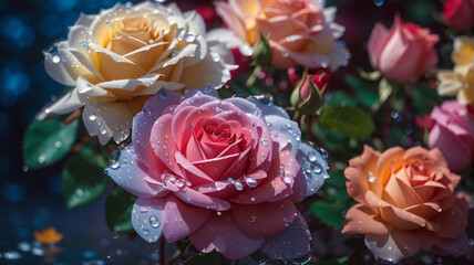 A beautiful rose with water droplets flower
