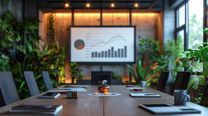 Maximize business meetings with a blank screen in conference rooms for banner.AI generated