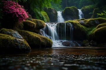 Obraz premium waterfall in the forest, nature with waterfall
