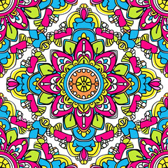 Flower mandala colorful spiritual repeat pattern