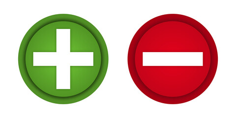 Plus and minus icon signs