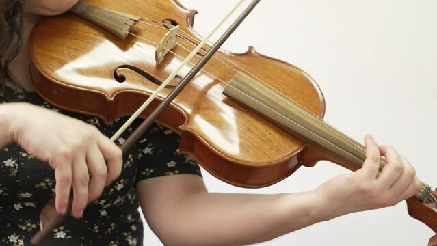 Man violinist performing violins during a musical concert on a classical theater