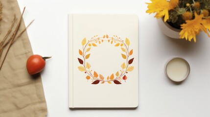 Greeting card decorated with rings, flowers in fabric and dry twigs.