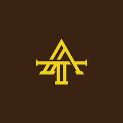 AT TA Monogram Logo Luxury. The AT or TA letter initials logo is simple and modern