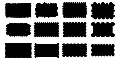 Rectangular jagged curved box element. The frame is rectangular with zigzag edges. Zig wavy sticker