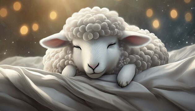 眠るふわふわの羊