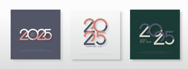 Classic happy new year 2025. with unique numbers and the latest retro colors. Premium vector design for posters, banners, templates and calendars.