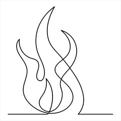 Continuous one line drawing of bonfire line art drawing vector illustration