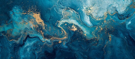 Fototapeta na wymiar Gorgeous abstract artwork on a natural blue marble backdrop.