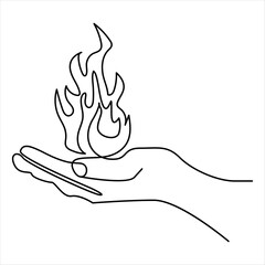 Continuous one line drawing of bonfire line art drawing vector illustration