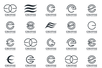 Set of letter E collection logo. abstract icon design logo template
