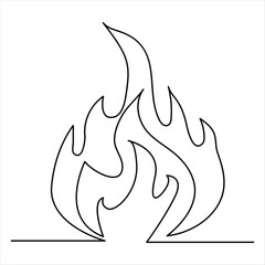 Continuous one line drawing of bonfire line art drawing vector illustration