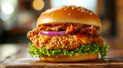crispy chicken burger - Powered by Adobe