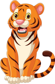 Cartoon tiger on white background