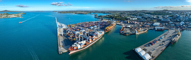 Panoramic view of Auckland city Port, New Zealand