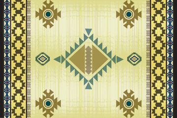 Aztec Rug - Southwestern Living Room Rug Thin Tribal Area Rug for Bedroom, Large Farmhouse Rug Carpet Indoor Entryway Rug for Dining Room Office