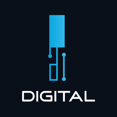 Letter i technology vector logo template. Suitable for technology, digital, web, link, internet, media etc