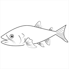 Continuous one line drawing of fish line art drawing vector illustration