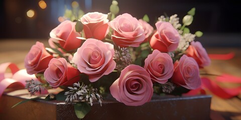 Roses, Valentine's Day flowers, gift box flowers，AI