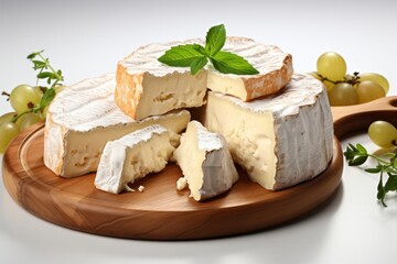 Camembert Cheese, on isolated white background, Generative AI