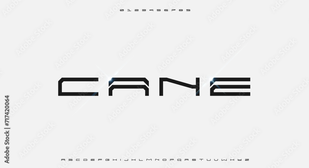 Poster an abstract technology science alphabet font. digital space typography vector illustration design
