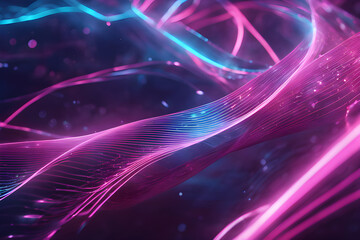 futuristic backdrop with neon wave lines
