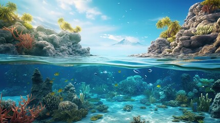 Water landscape HD 8K wallpaper Stock Photographic Image ai generated